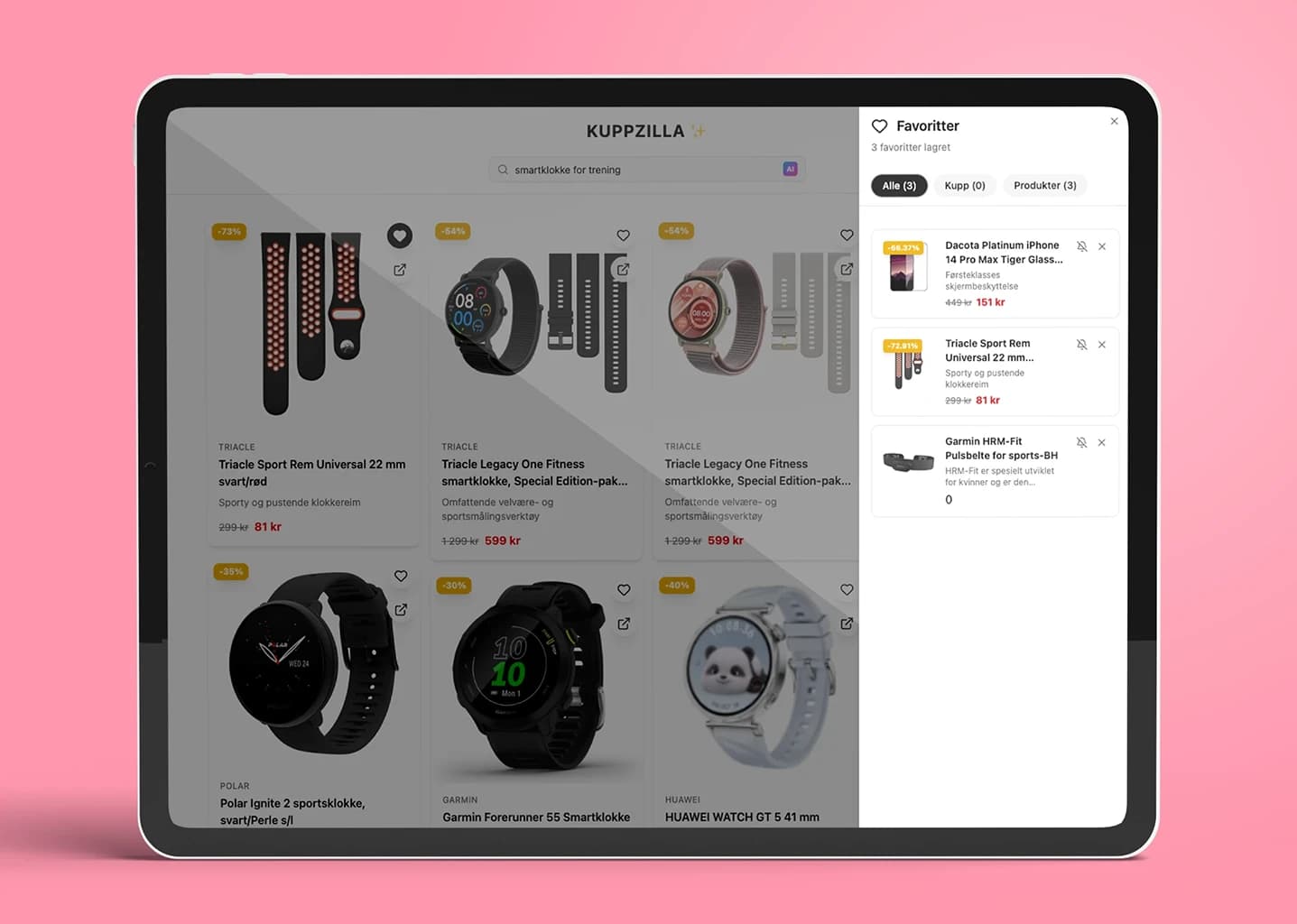 Kuppzilla project screenshot 3 - Kuppzilla Mockup Tablet